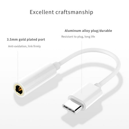 USB Type C to 3.5mm Earphone Adapter Cable USB-C to 3.5mm Jack Aux