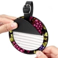 thumbnail image 2 of Grape 2pcs PU Leather Round Bag Tags with Privacy Cover and Name ID Tag - Suitcase Tags for Travel Luggage, Handbags, Backpacks, School Bags, 2 of 6