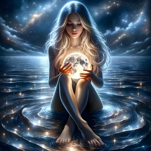 5D DIY Diamond Art Kits for Adults Beginners,Women's Moon Diamond Dots Gem Art,Home Wall Decor 13.8x13.8inches.