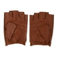 thumbnail image 1 of pitrice Retro PU Leather Men Fingerless Driving Cycling Gloves XL Brown Button, 1 of 9