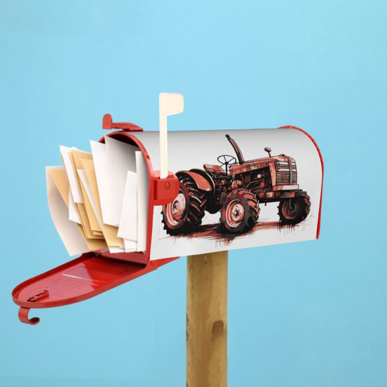 Logiee Farm Tractor Print Post Letter Box Wrap Decor, Mailbox Cover Suitable for Standard Mailbox and Large Size Mailbox,Outdoor Yard Decoration-21x18 in