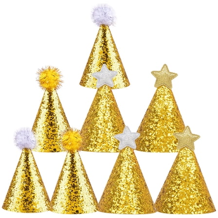 Niceauty Birthday Party Hats Golden Cloth 8Pcs 4.5X3X3In