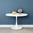 thumbnail image 4 of AWQM Modern Round Dining Table, 42.1"Kitchen Table, Tulip Table with MDF Table Top & Pedestal Base, Mid-Century Leisure Coffee Table for Kitchen, Dining Room, Living Room, Bistro, White, 4 of 8
