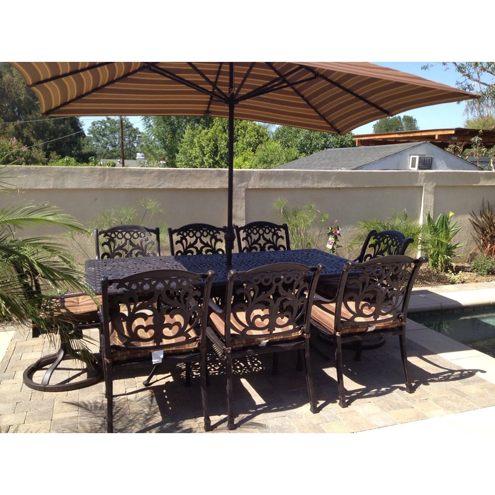 Flamingo Outdoor Patio 9pc Dining Set With 44" X 84" Rectangle Table
