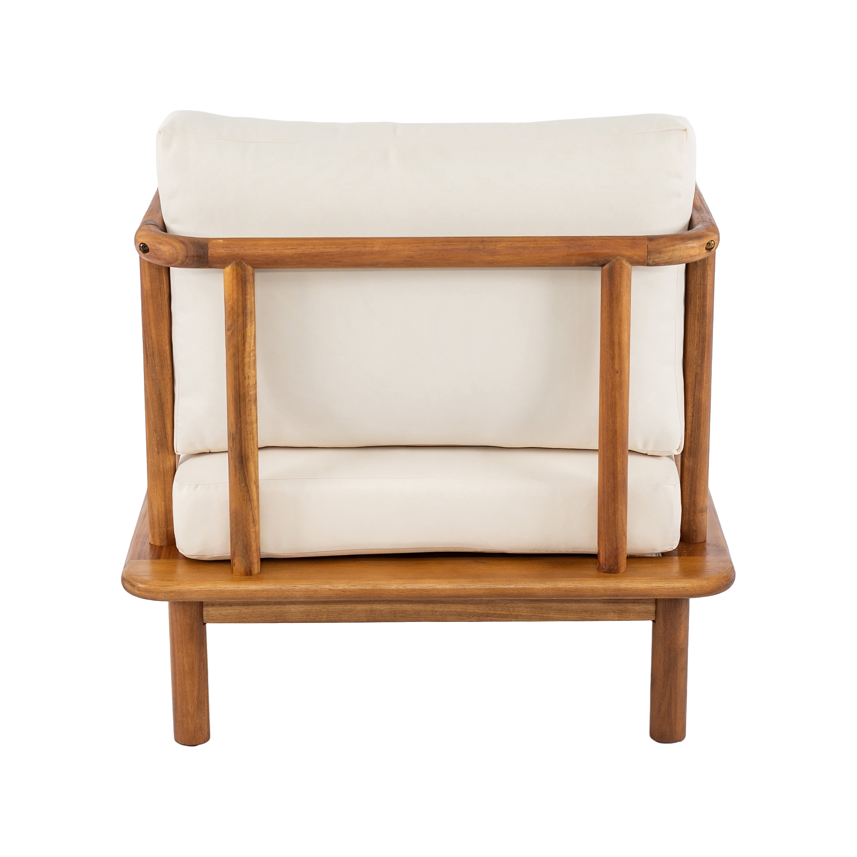 Mintazer Curved Arm Outdoor Accent Chair, Patio Lounge Chair with Water-Resistant Beige Cushioned, Natural