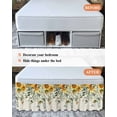 thumbnail image 6 of Pastoral Floral Plant Bed Skirt King Size 16" Drop Sage Sunflower Eucalyptus Leaves Beige Ruffled Wrap Around Bed Skirts Adjustable Elastic Bedskirt Dust Ruffle for King Size Bed, 6 of 7