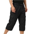 thumbnail image 2 of IhhxPro Men's Cotton Outdoor Cargo Shorts Elastic Waist Button Detail Men Multi Pocket Work Casual Hiking Summer Straight Fit Lightweight Durable M-4XL, 2 of 6