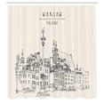 thumbnail image 2 of Ambesonne Poland Shower Curtain, Historic Warsaw Poland City, 69"Wx70"L, Ivory and Black, 2 of 4