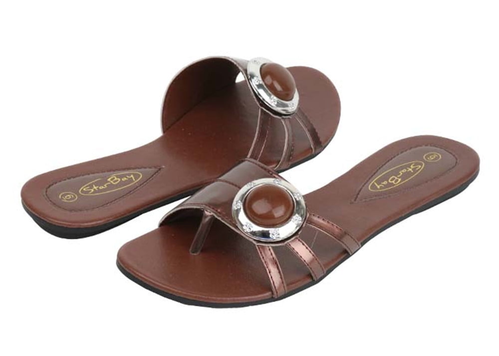 TIFENNY Retro Sandals for Womens Fashion Flats Flip Flops Shoes Leather Sandwich Toe Slippers Beach Roman Sandals