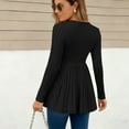 thumbnail image 4 of Womens Maternity Tops Long Sleeve Pregnancy Tunic Loose Blouses Crew Neck Ribbed Ruched Babydoll Maternity Shirts Black XL, 4 of 8