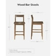 thumbnail image 5 of EYYTHUNG Modern Farmhouse Bar Stools 25 inch Mid-Century Solid Wood Counter Height Stools with Back Support Barstools Chairs for Kitchen Dining Room Set of 3, Brown, 5 of 9