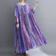 thumbnail image 4 of Vestido suelto para mujer, bolsillos con estampado floral vintage, media manga, batas informales bohemias para vacaciones de gran tamaño, 4 of 8