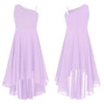 thumbnail image 5 of Yartina Kids Girls One Shoulder Formal Dress A-Line Sleeveless High Low Chiffon Wedding Party Gowns Lavender 6, 5 of 6