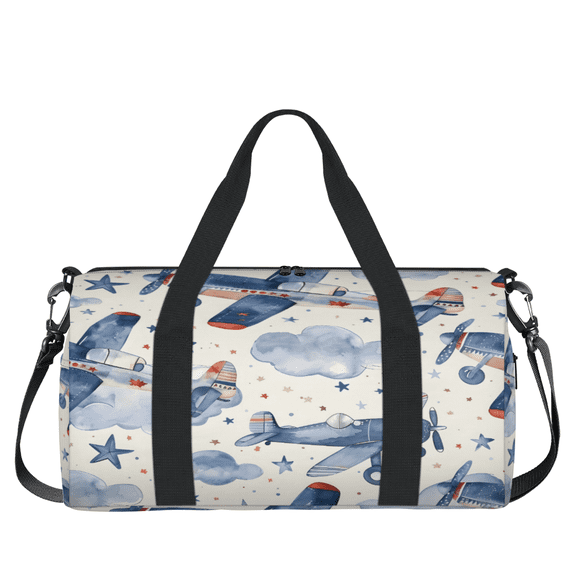 Herdesigns Airplane Aircraft Travel Duffle Bag Sports Yoga Weekender Overnight Carry on Workout Bags Lightweight Waterproof Gym Tote Bag for Women