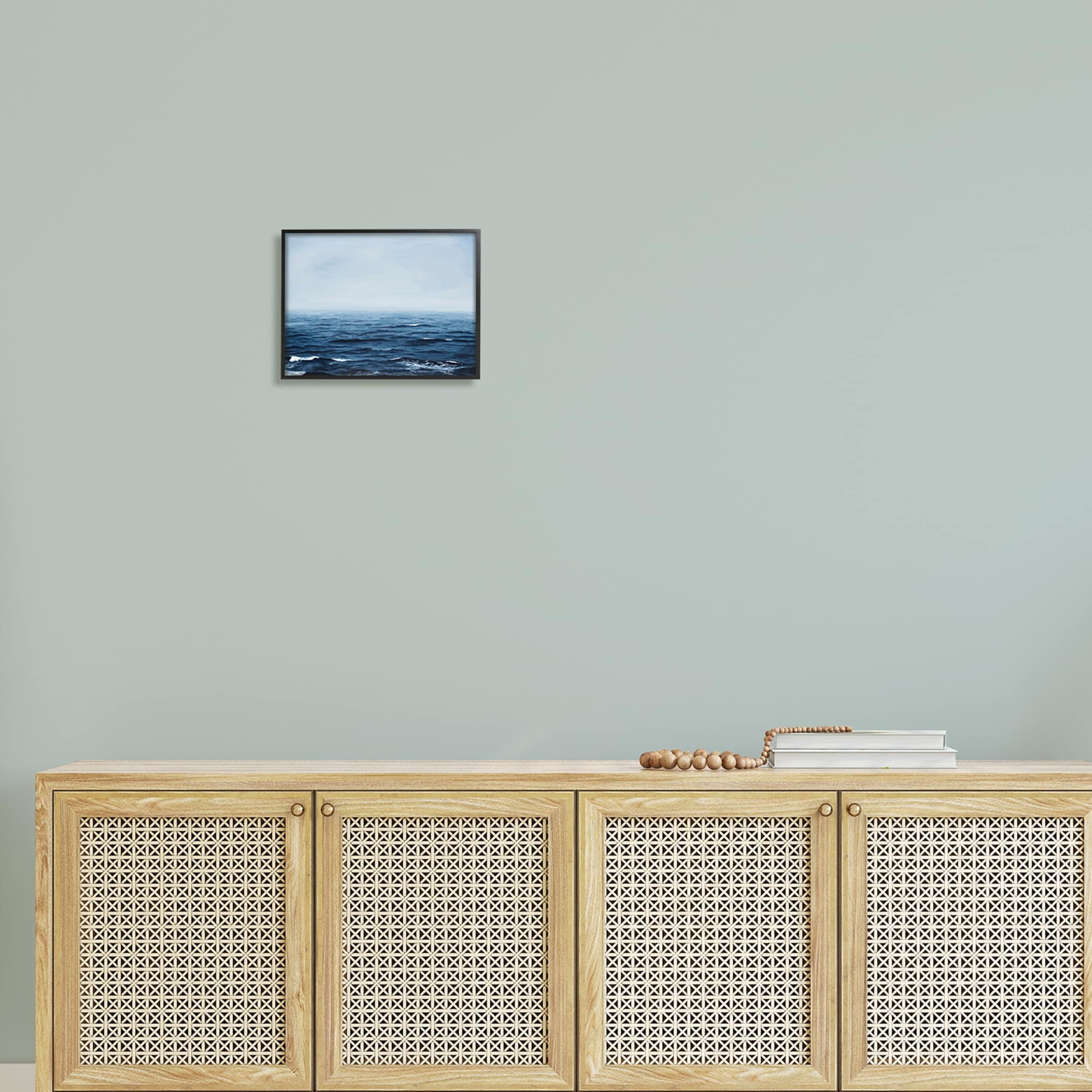 Stupell Industries Choppy Ocean Water Waves Foggy Nautical Horizon Photograph Black Framed Art Print Wall Art, Design by Michael Willett