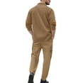 thumbnail image 3 of Mens Track Suits 2 Piece Long Sleeve Sets Loose Fit Workwear Outfit 1/4 Button V Neck Pullover and Cargo Wide Leg Pants Outdoor Athletic Outfits (Khaki, L), 3 of 8
