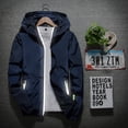 thumbnail image 1 of Chaquetas Hanzidakd para hombre, abrigos de invierno y otoño, manga larga, color liso, cuello alto, bolsillo con cremallera completa, ligeras, gabardinas holgadas, cárdigan informal, tops, azul 4XL, 1 of 8
