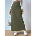 thumbnail image 5 of Women'S Bodycon Knitted Pencil Skirts Elastic Split High Waisted Midi Skirt Army Green 5XL, 5 of 8