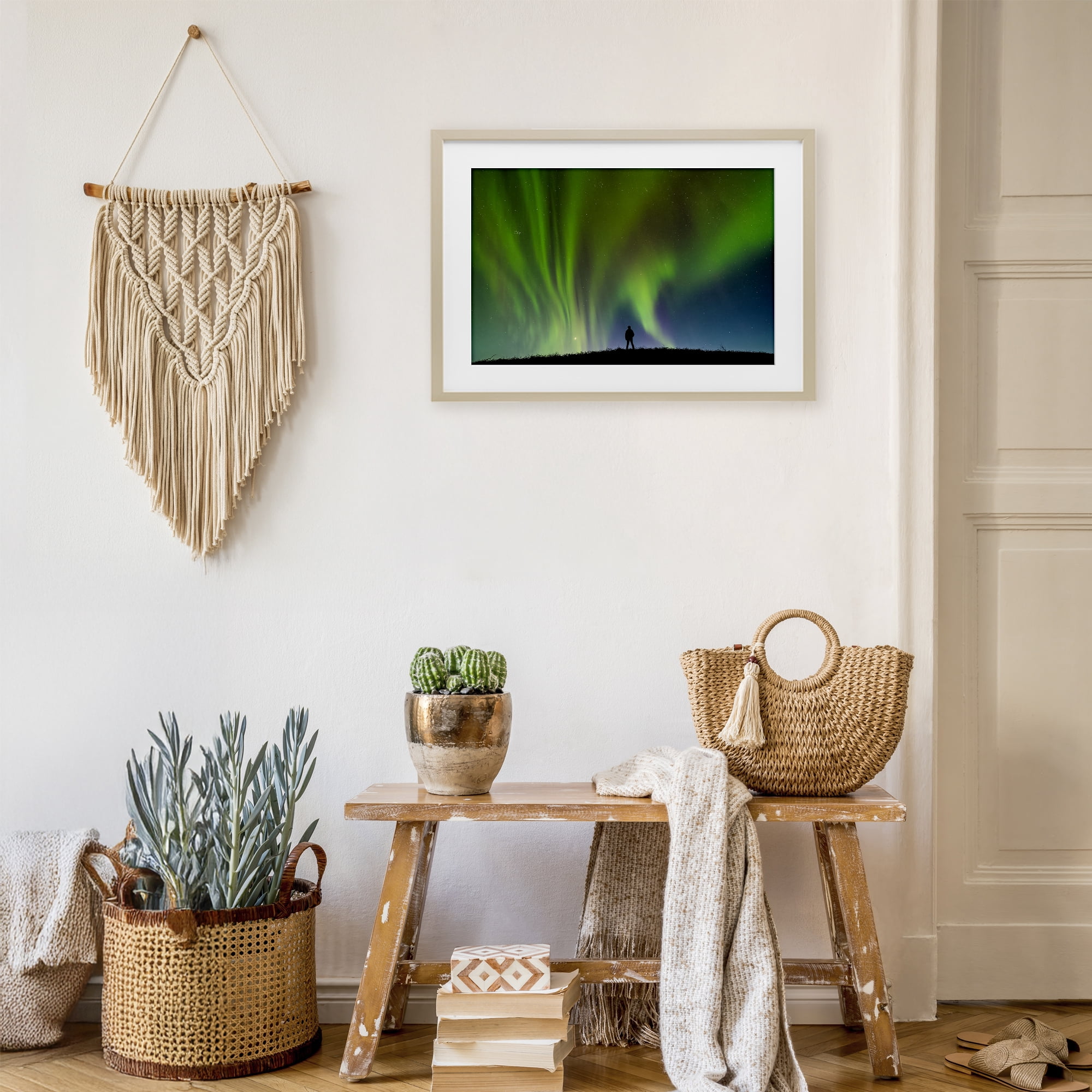 Stupell Industries Envelop Northern Lights Silhouette Birch Framed Print Under Glass, design by Shelley Carlisle