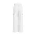 thumbnail image 5 of Luvrsol Women Cargo Wide Leg Pants Elastic Drawstring Waist Casual Straight Long Trousers with Multi Pockets S-2XL, 5 of 6