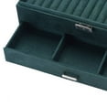 thumbnail image 4 of 1 pc Velvet & Wood Jewelry boxes Portable Jewelry Storage Case with Alloy Lock for Ring Earrings Necklace Rectangle Sea Green 27.3x19.5x10.3cm Velvet, 4 of 4