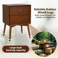 thumbnail image 6 of Costway 2PCS Nightstand Mid-Century End Side Table 2 Drawer Rubber Wood Legs Living Room, 6 of 10