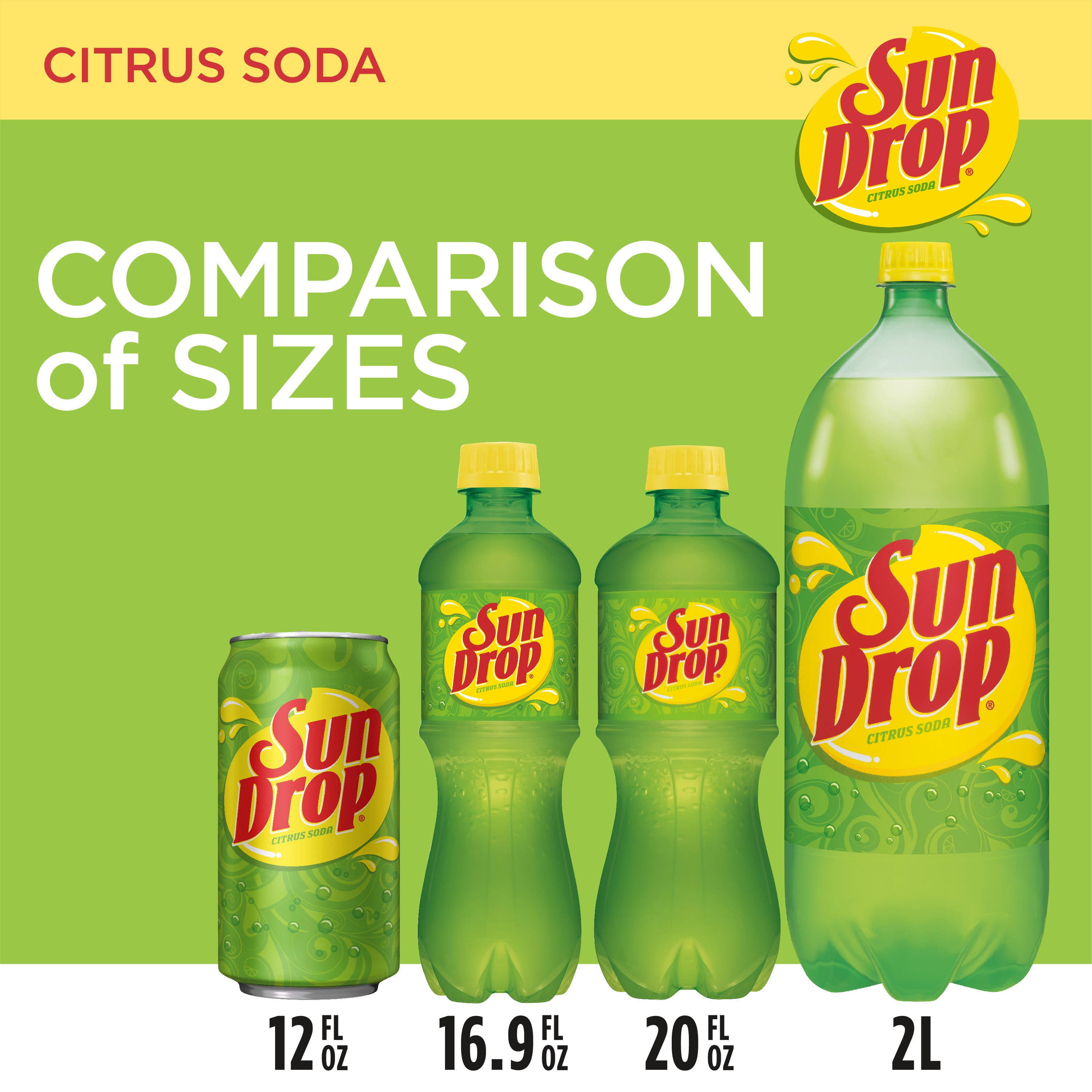 (3 pack) Sun Drop Citrus Soda Pop, 16.9 fl oz, 6 Pack Bottles