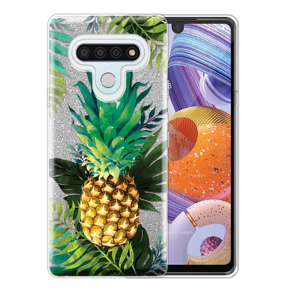 Fincibo Silver Gradient Glitter Case Sparkle Bling Tpu Cover For Lg Stylo 6 6 8 2020 Tropical Pineapple Walmart Com
