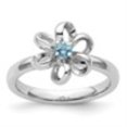 thumbnail image 5 of Auriga Fine Jewelry 925 Sterling Silver Polished Blue Topaz Flower Ring for Women Size 9, 5 of 6