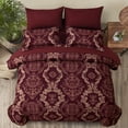 thumbnail image 2 of Burgundy  Comforter Set 7-Piece Damask Bedding with Sheets and Shams, 2 of 8