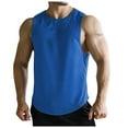thumbnail image 2 of Mens V Neck Sleeveless Tank Tops Quick Dry Athletic Gym Muscle Tees, Lightweight Soft Workout Shirts Blue L, 2 of 3