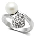 thumbnail image 1 of Alamode 3W192-6 Women Rhodium Brass Ring with Synthetic in White - Size 6, 1 of 1