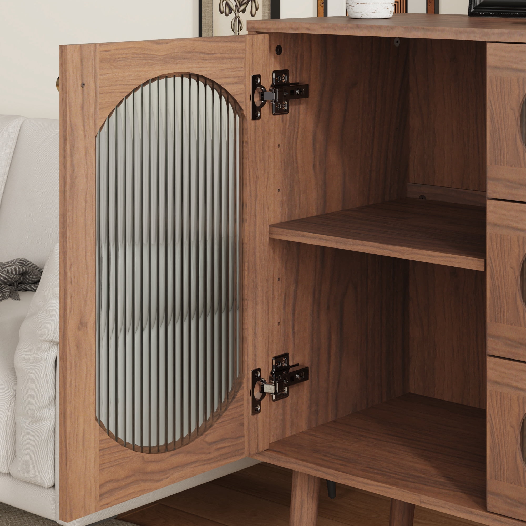 Noble House Accent Storage Cabinet with 3 Drawers, Sideboard for Living Room, Entryway, Natural