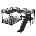 thumbnail image 5 of Bellemave Twin Over Full Bunk Bed with Full Size Loft Bed, Metal Triple Bunk Bed with Slide and USB Ports, Space Saving L-Shaped Triple Bunk Bed for 3 Teens, Black, 5 of 10