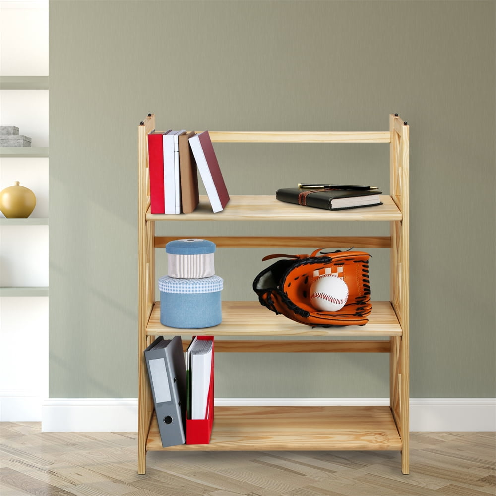 Casual Home Montego 3-Shelf Folding Bookcase-Color:Natural