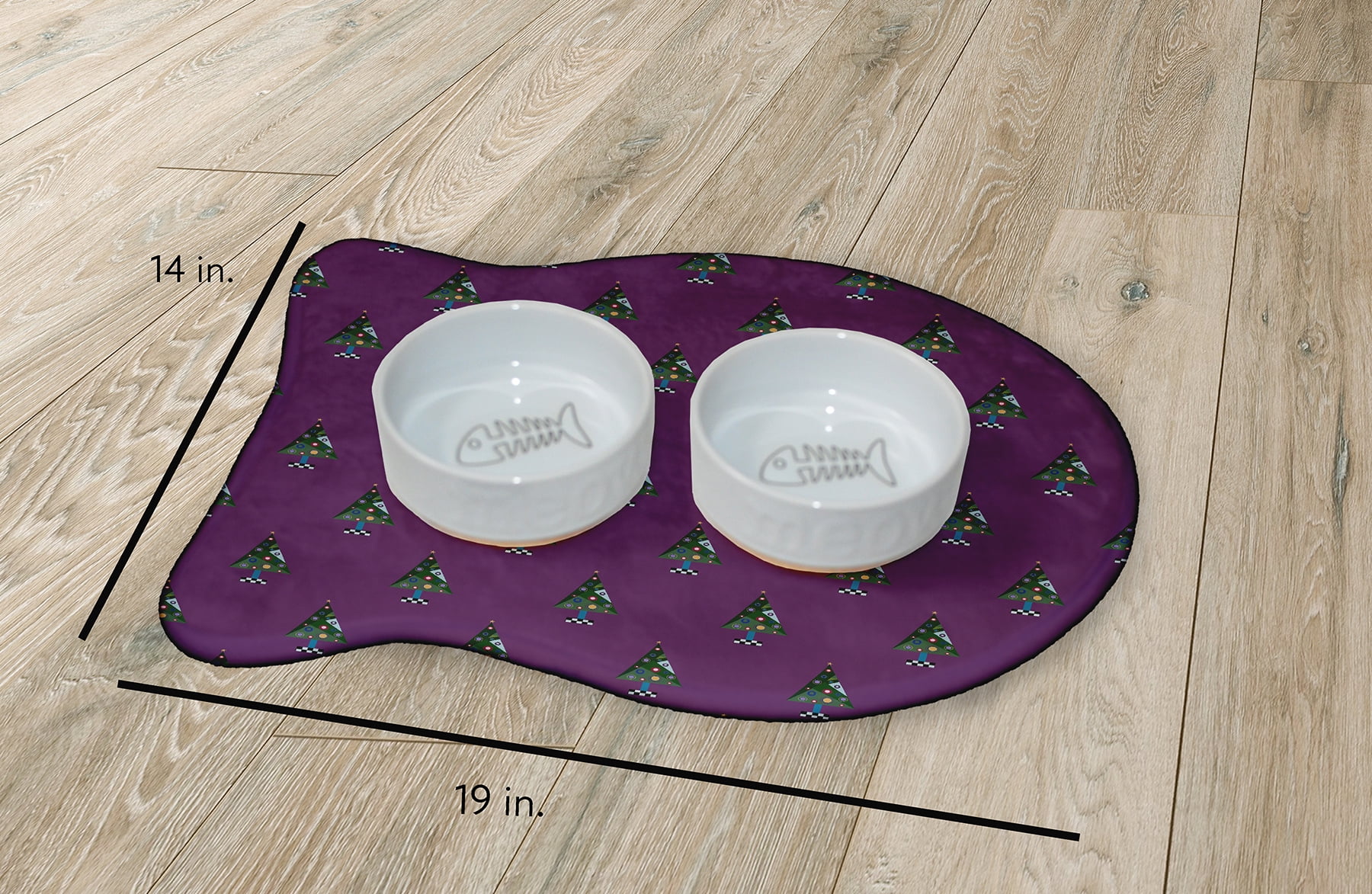 Simply Daisy Crazy Christmas Fish Shape Pet Feeding Mat for Cats