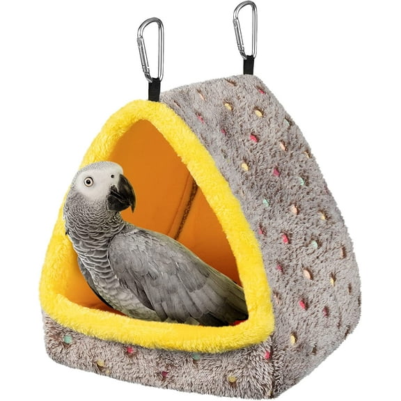 Large Winter Warm Bird Nest House, Comfortable Bird Bed for Cage with Mat, Hanging Hammock Shed Hideaway Hut Gift for Macaws African Grey Amazon Parrots-Large