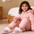 thumbnail image 4 of Kids Plush Fuzzy Slippers for Toddler Boys & Girls, Soft Warm Winter House Shoes, Non-Slip Thick Sole Bedroom Slides for Little Kid & Big Kid, 4 of 6