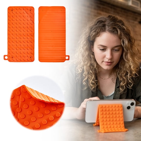 Flexible Silicone Phone Holder with Suction Cup for Airplane Travel Essentials, Bendable Foldable Cell Phone Stand with Charging Cutout, Portable Desk Mount for Phone Tablet Home Office Treadmill
