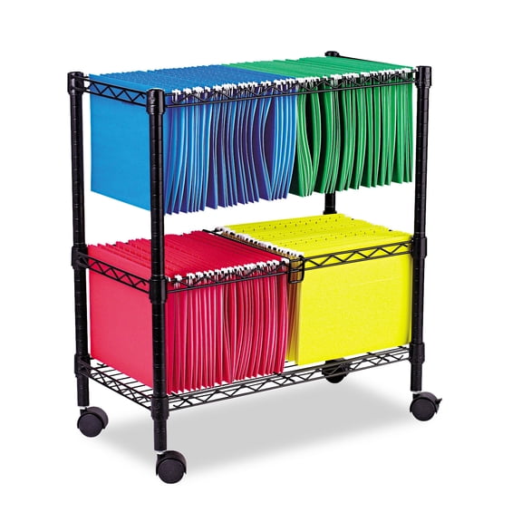 Alera Two-Tier Rolling File Cart, 26w x14d x 29-1/2h, Black -ALEFW601426BL