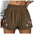 thumbnail image 3 of Bermuda Shorts for Women Embroidery Corduroy Waist Elastic Waist Straight Leg Baggy Dressy Casual Womens Jorts S-2XL, 3 of 5