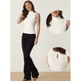 thumbnail image 2 of Camiseta sin mangas con cuello simulado para mujer, cuello alto, sin mangas, acanalado, top de punto blanco XL, 2 of 6