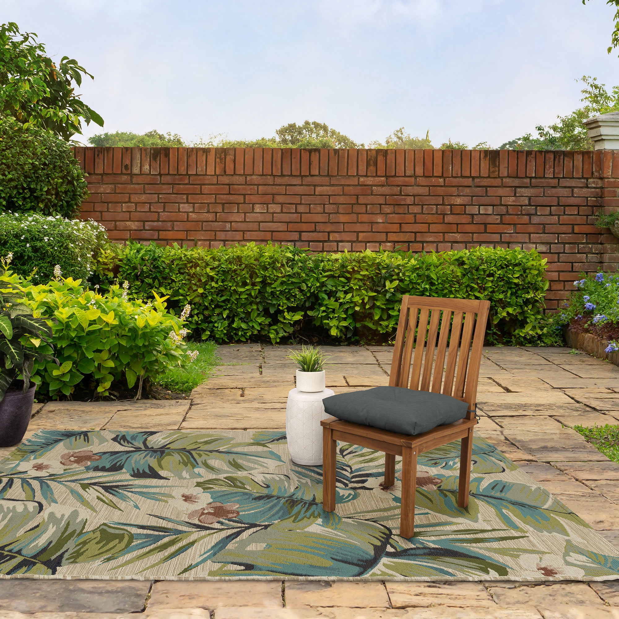 Better Homes & Gardens Gray Rectangle Outdoor Seat Pad, 18 in x 19 in, 1 Pack