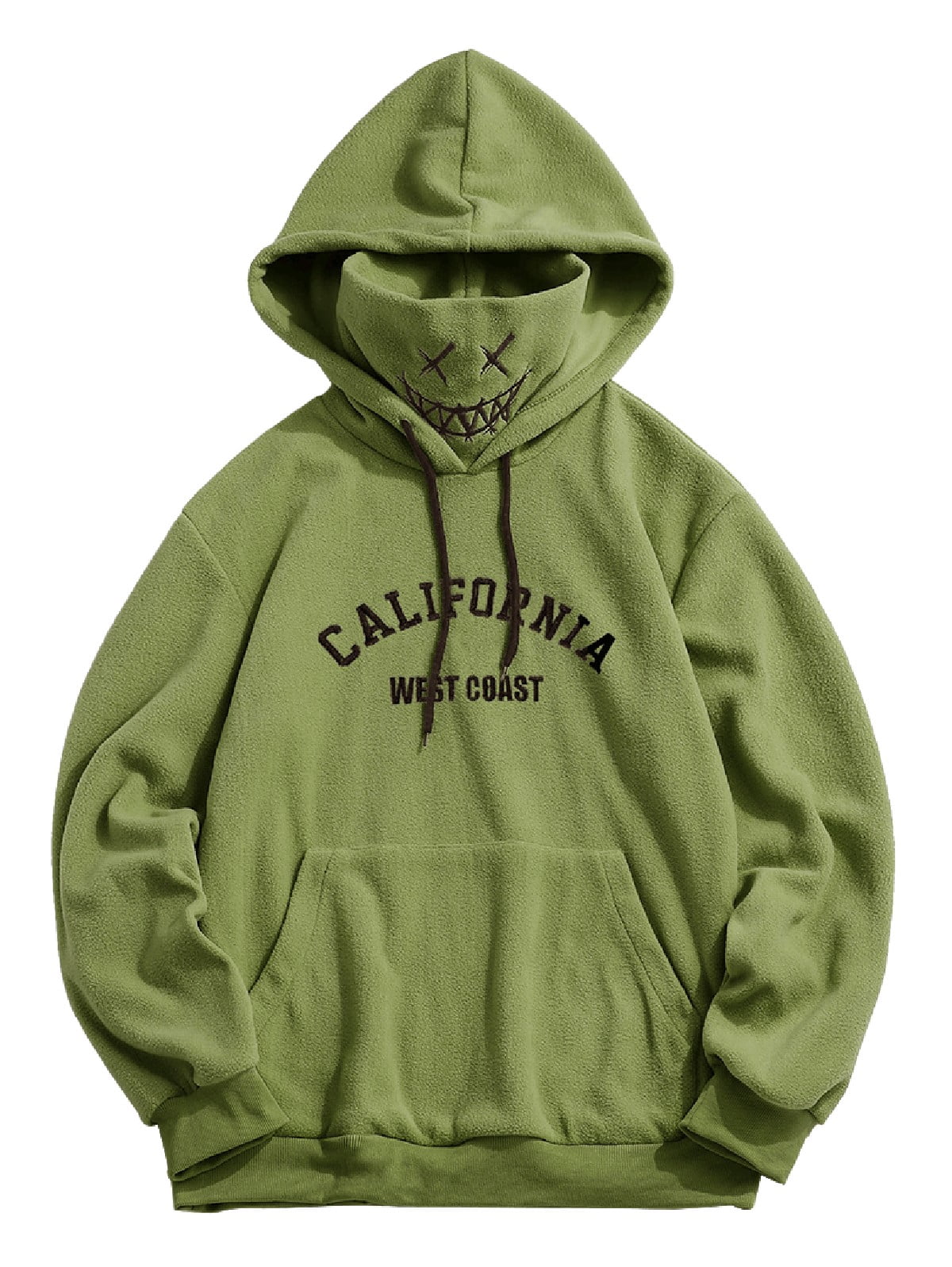 ZAFUL for Junior Letter Graphic Embroidered Fleece Mask Hoodie Coffee XS -  Walmart.com