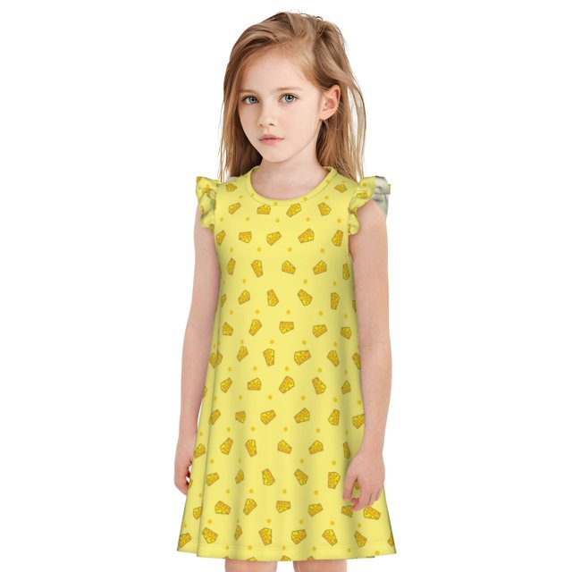 Balery Cheese 1 Camisón de princesa para niñas, pijama de algodón con mangas abullonadas, suave y bonito.-Medium