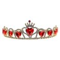 thumbnail image 1 of Tiara de corazón rojo, corona de corazón descendiente, joyería para el cabello, corona de novia para boda, 1 of 5