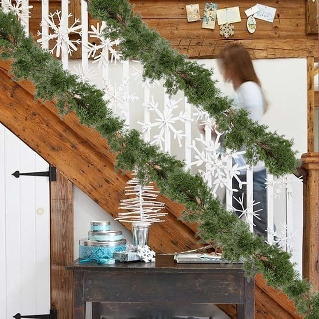 6.2ft Green Rattan Garland for Christmas Tree Wrapping, Indoor Outdoor Party & Home Decor