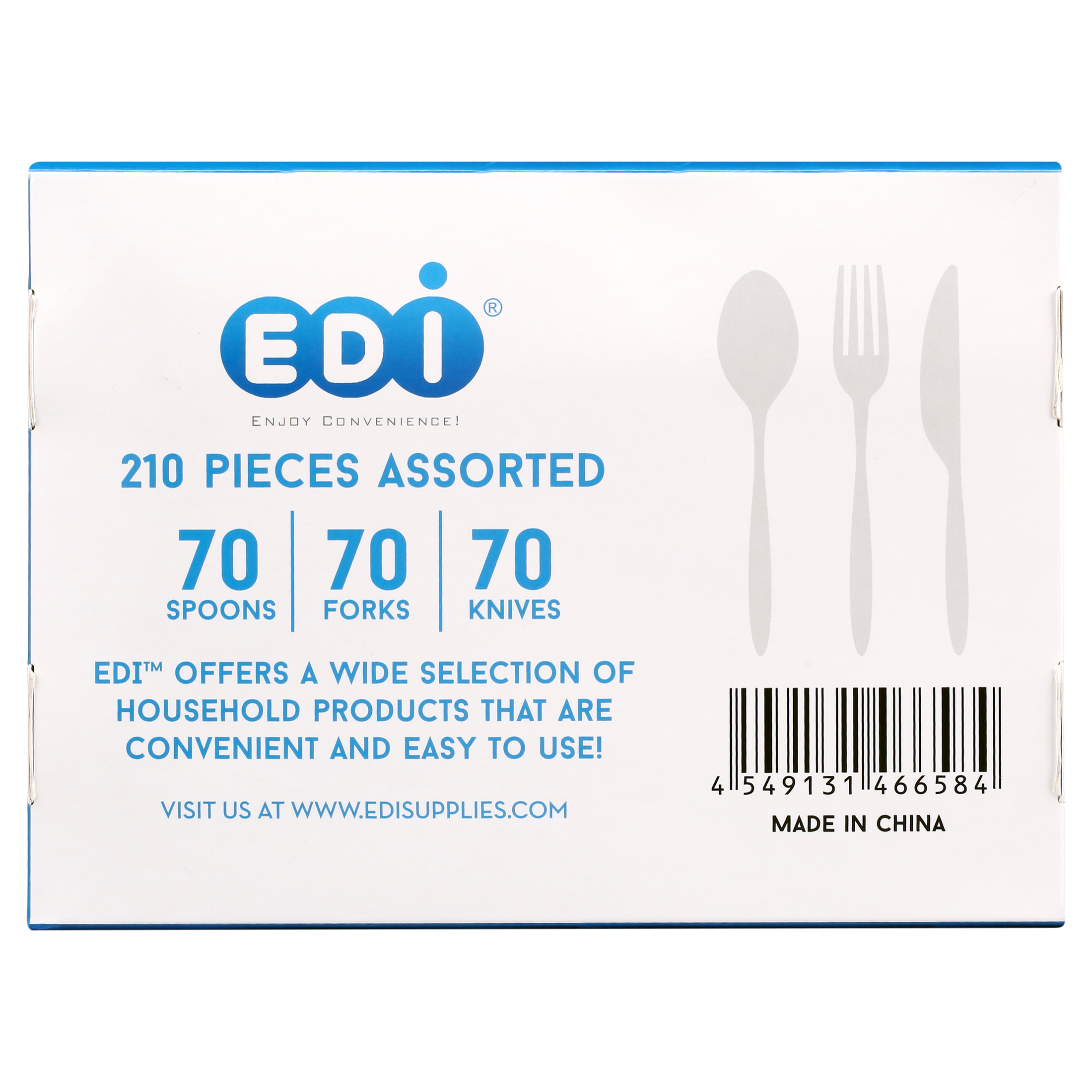 EDI White Disposable Plastic Cutlery Set, 210 Count photo 4