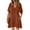 Brown, variant on Women Solid Color Short Sleeve V Neck Side Pockets Ruffle Hem Mini Dress