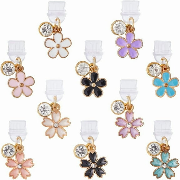 Dust Plug Charms Bulk Type-C Charging Port Charm Cell Phone Charm Plug Cover Plastic Dust Plugs with Alloy Enamel Charms USB C Port Caps Protector Pendants
